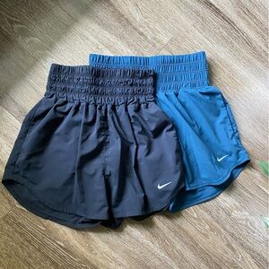 Nike Black and Teal Running Shorts Duo